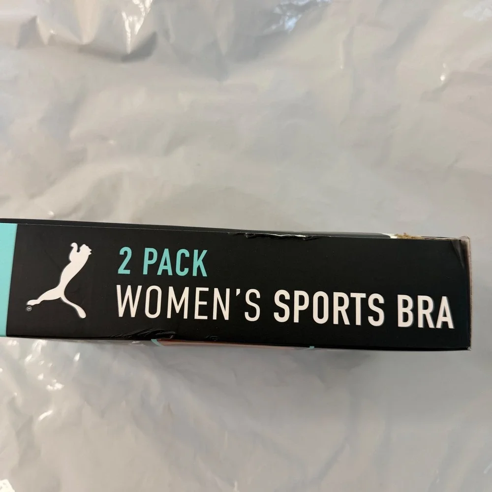 Puma Womens DryCell Seamless Sports Bra 2 Pack Black White XL Convertible Back